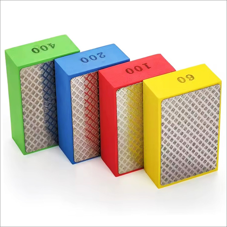 Electroplated diamond polishing pads hand wipers grinding sanding blocks - prismatic design
