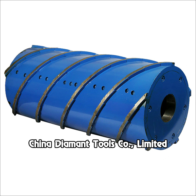 Diamond rollers for calibrating artificial quartz stone granite slab - spiral type