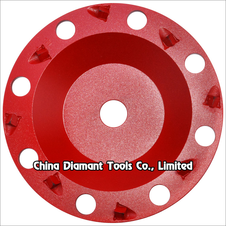 PCD grinding cup wheels for concrete floor - single row 1/4 or 1/3 round PCD segments