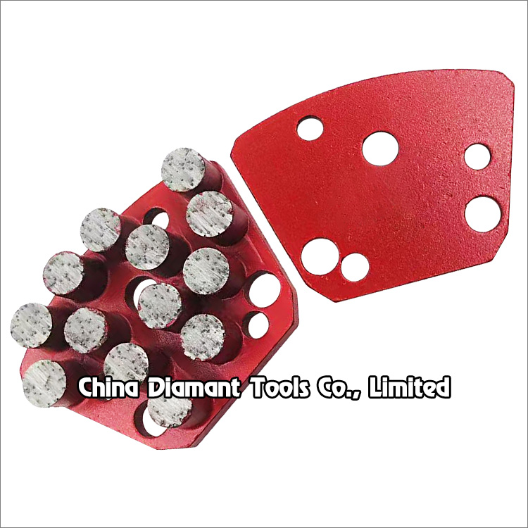 Trapezoid diamond grinding shoe concrete floor polishing pad - cylindrical segments