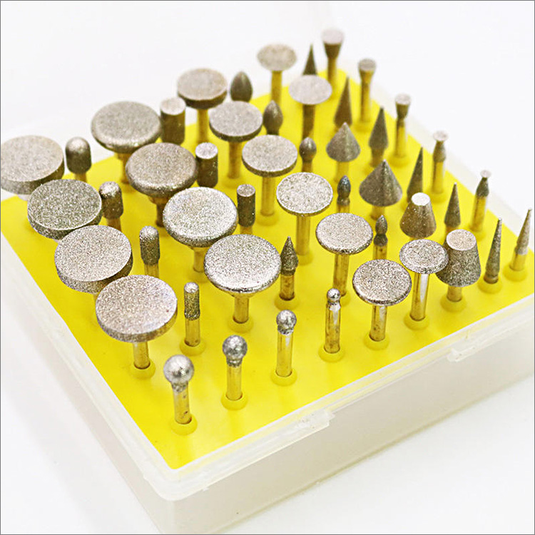 50pcs set small electroplated diamond grinding heads carving bits for stone jade jewelry glass