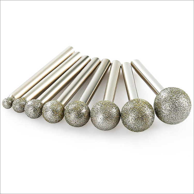 Spherical electroplated diamond grinding heads stone carving bits rotary tool diamond mounted points