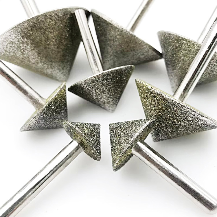Conical electroplated diamond grinding heads engraving chamfering drilling deburring grinding bits
