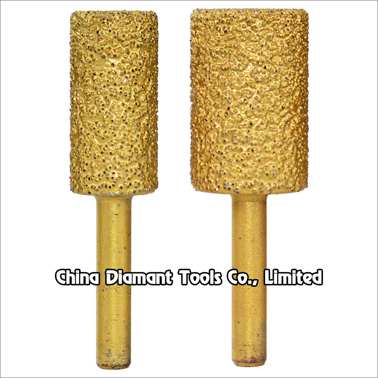 Vacuum brazed diamond burr heads grinding bits - cylindrical tip