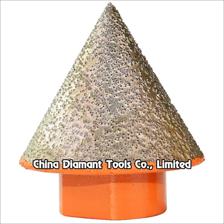 Vacuum brazed diamond bevel chamfering wheels cone hole expending drill bits conical grinding heads