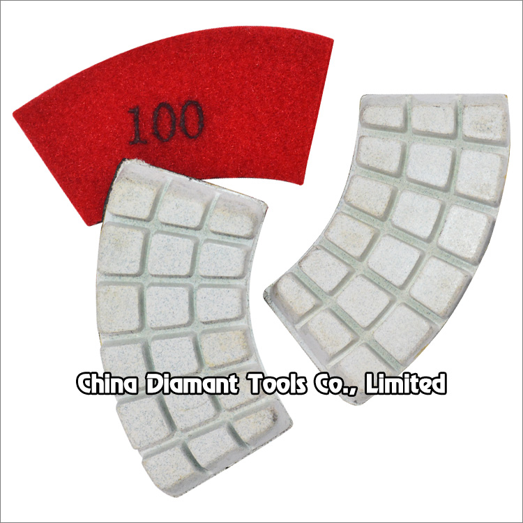 Diamond floor polishing pads Fanlike shape resin bond  wet or dry use